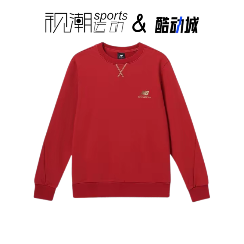 New Balance NB 红色男刺绣宽松运动休闲圆领套头卫衣AMT31571-CR