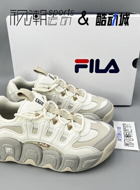 FILA斐乐可颂面包鞋 豆腐白女子复古运动休闲老爹鞋F12W342103FTO