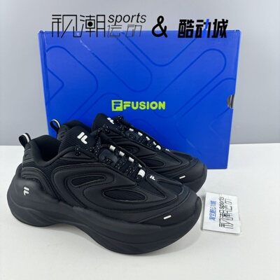 斐乐陨石鞋黑色女厚底舒适老爹鞋