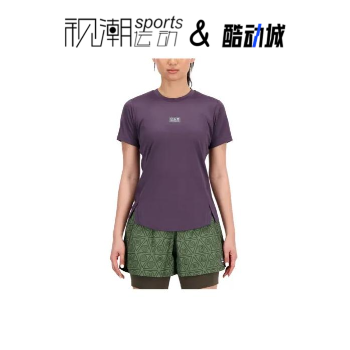 New Balance NB 紫色女子印花字母运动圆领短袖T恤WT33277-ILL