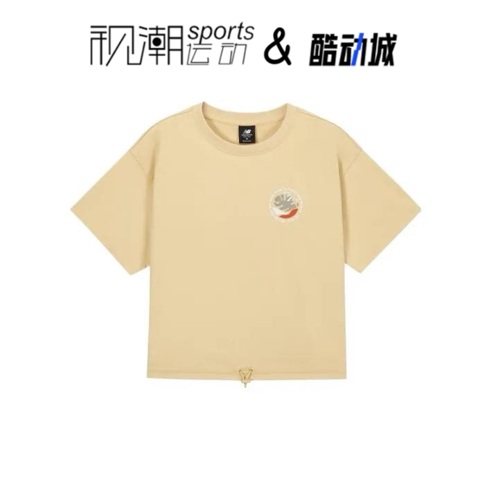 NB棕色女子短袖T恤印花休闲圆领