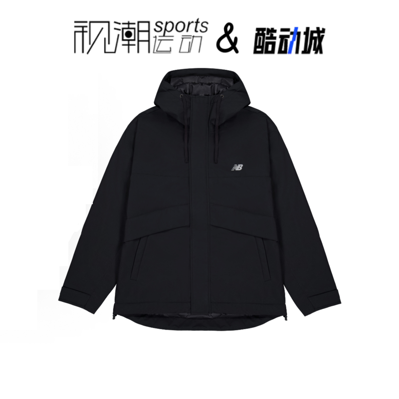 NB黑色宽松连帽保暖夹克棉服外套
