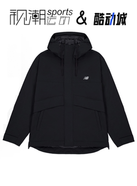 New Balance NB黑色男子宽松连帽保暖夹克棉服外套AMJ53375-BK