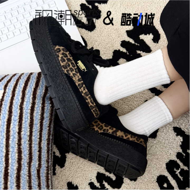 球鞋定制Puma彪马Platform Trace豹只猫猫女子豹纹厚底休闲板鞋