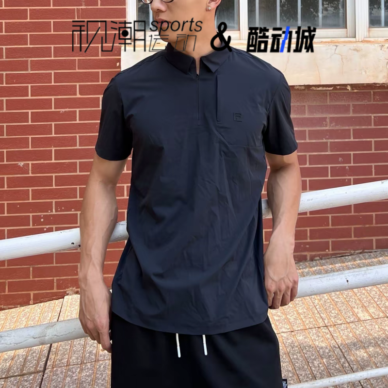 斐乐黑色百搭运动休闲短袖POLO衫