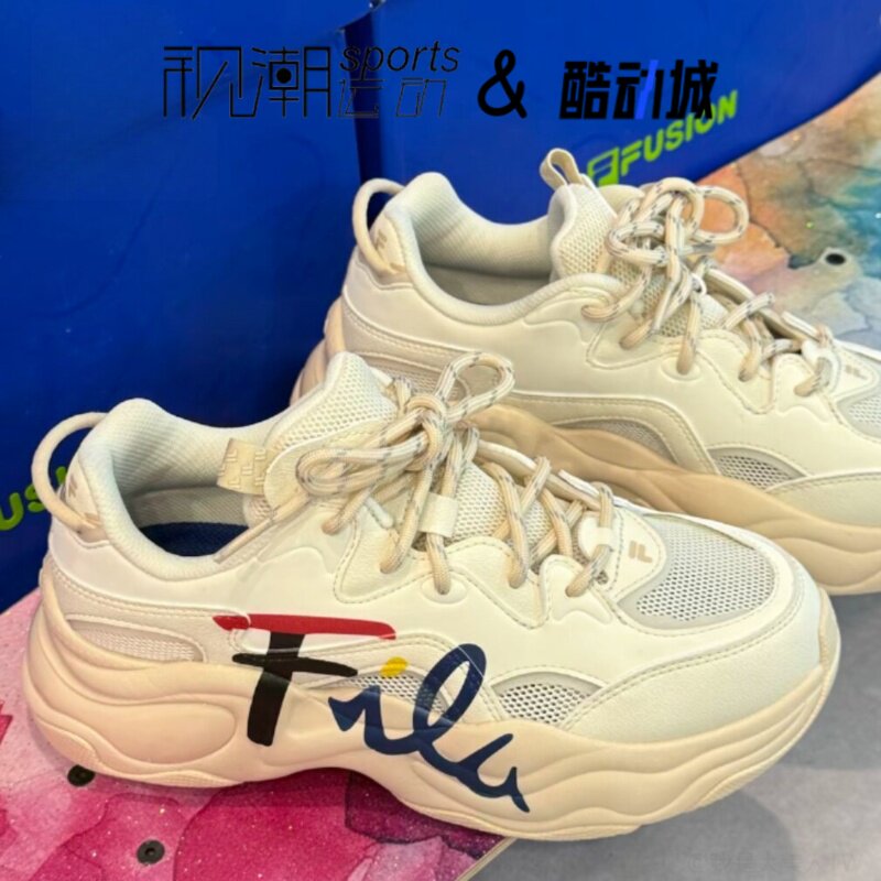 斐乐泡泡鞋古白色女运动休闲鞋