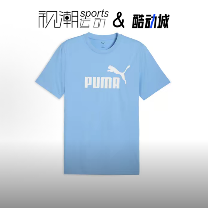 彪马浅蓝色短袖T恤圆领运动休闲