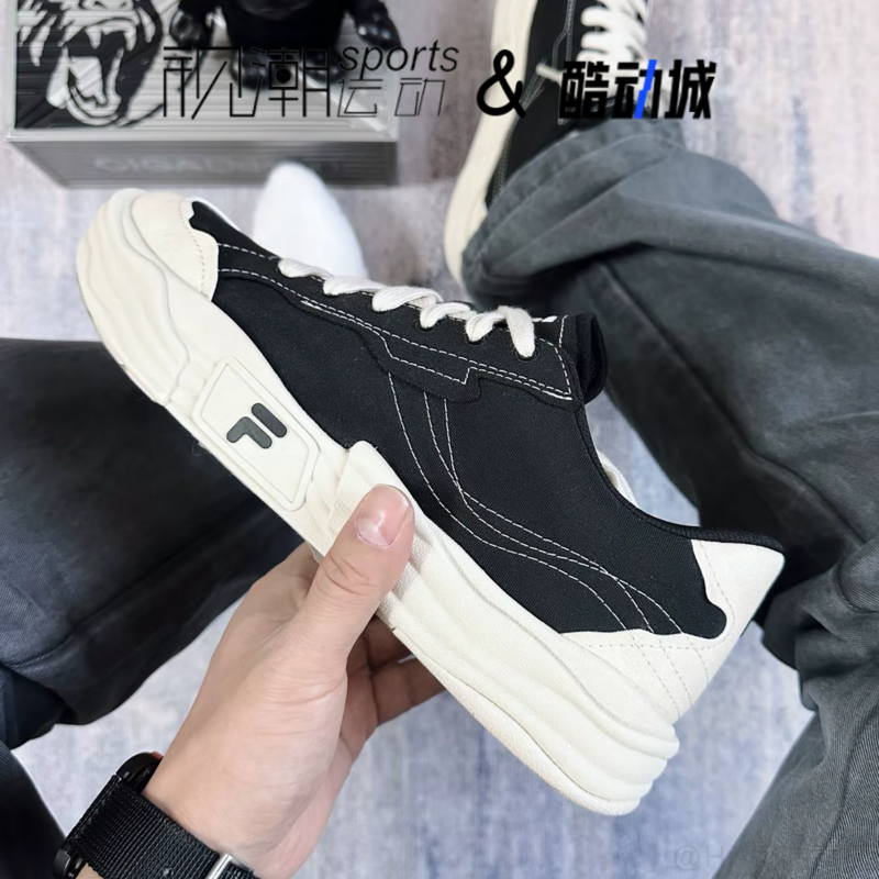 斐乐POP2黑米色运动休闲帆布鞋