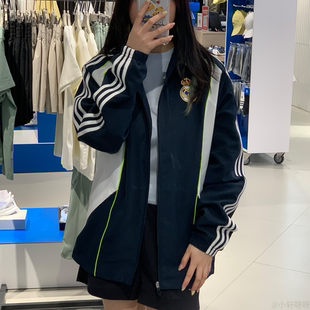 Adidas阿迪达斯 黑色男女梭织透气运动休闲训练夹克外套JF2575