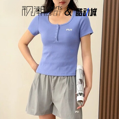斐乐ORIGINALE璀璨紫修身短袖T恤