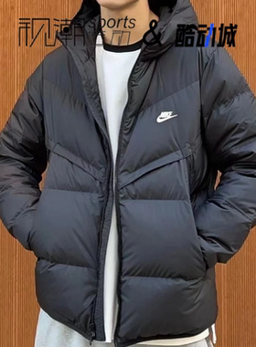 Nike耐克黑色男女防风保暖运动休闲连帽夹克羽绒服外套DV1132-010