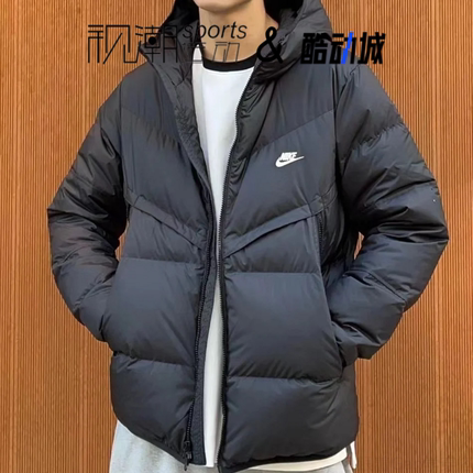 Nike耐克黑色男女防风保暖运动休闲连帽夹克羽绒服外套DV1132-010