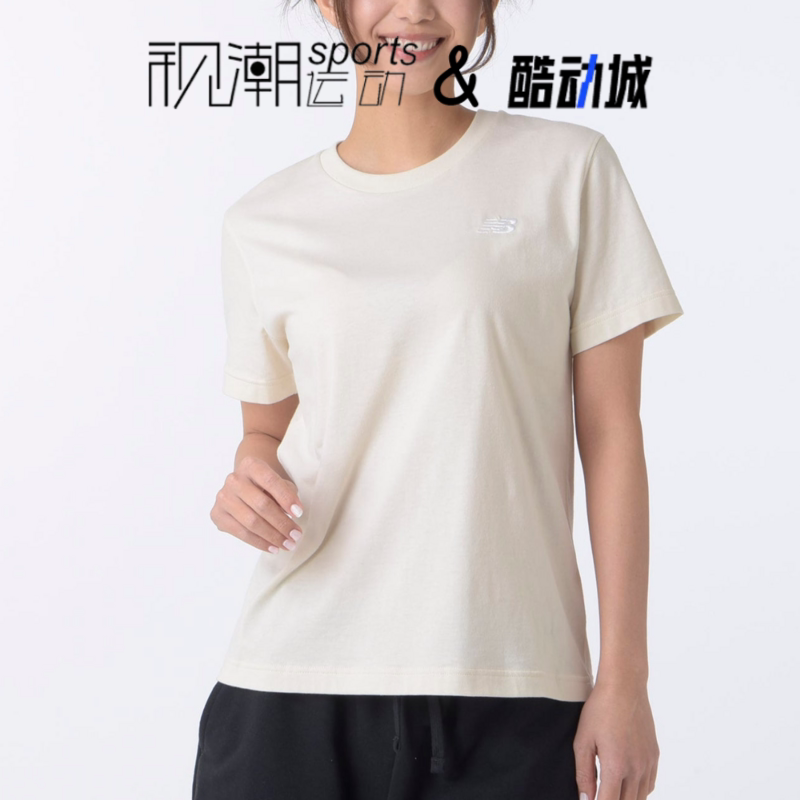 NB亚麻色短袖T恤圆领休闲运动