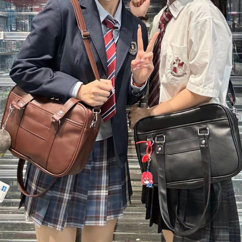 日系学院基础正统jk制服包PU学生手提书包通勤斜挎包大容量单肩包