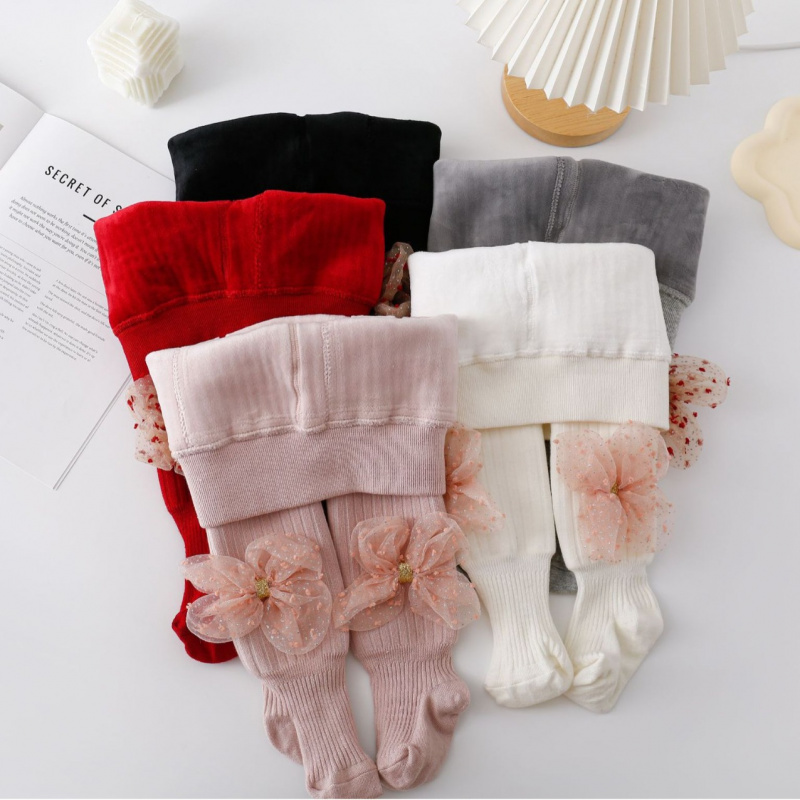 儿童冬季加绒蝴蝶结连裤袜