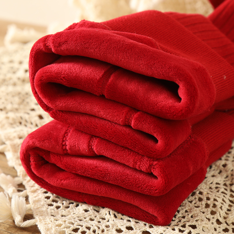 新年款红色女童发夹打底裤套装宝