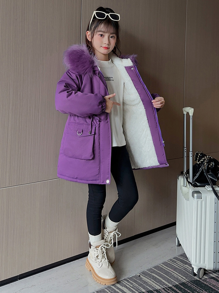 女童冬装加厚外套洋气派克服棉衣
