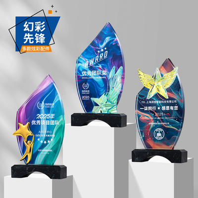 创意水晶奖杯定制高档大气企业优秀员工团队荣誉颁奖年会奖牌订制