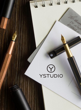 台湾进口物外设计Ystudio黑色露铜红铜创意随身钢笔F尖STAT-16