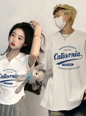 情侣装夏季新款韩版一长一短美式短袖t恤休闲时尚百搭上衣服ins潮