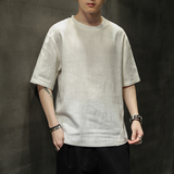 22夏季新品时尚简约纯色棉麻透气大码T恤男B343-1-T2106-P30，男装T恤，电商A021