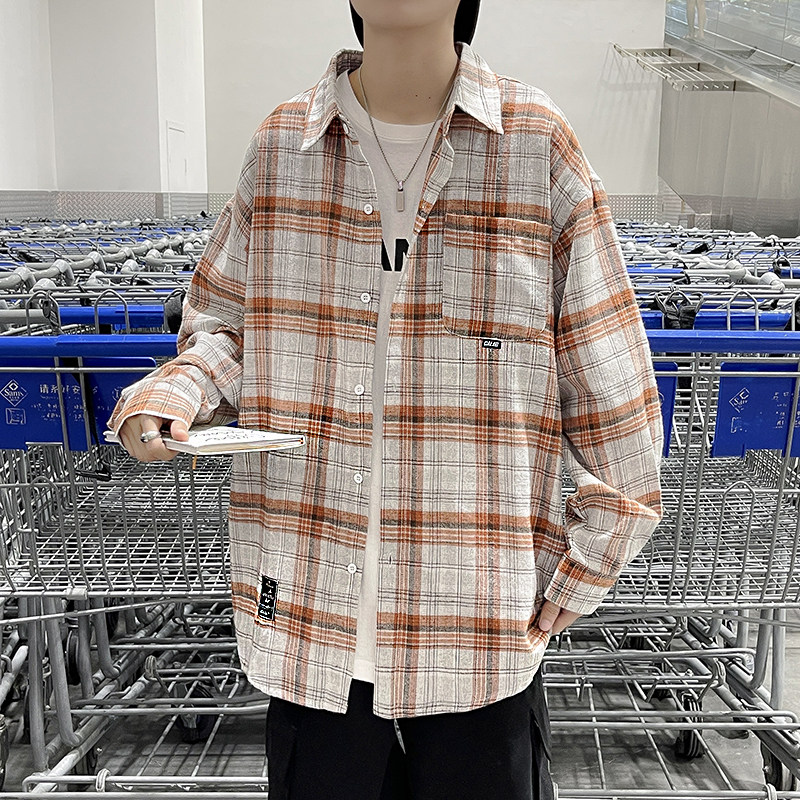 2021早秋新款男士衬衫大码港风条纹复古格子开衫QT4029-CS01,男装衬衫,电商A021