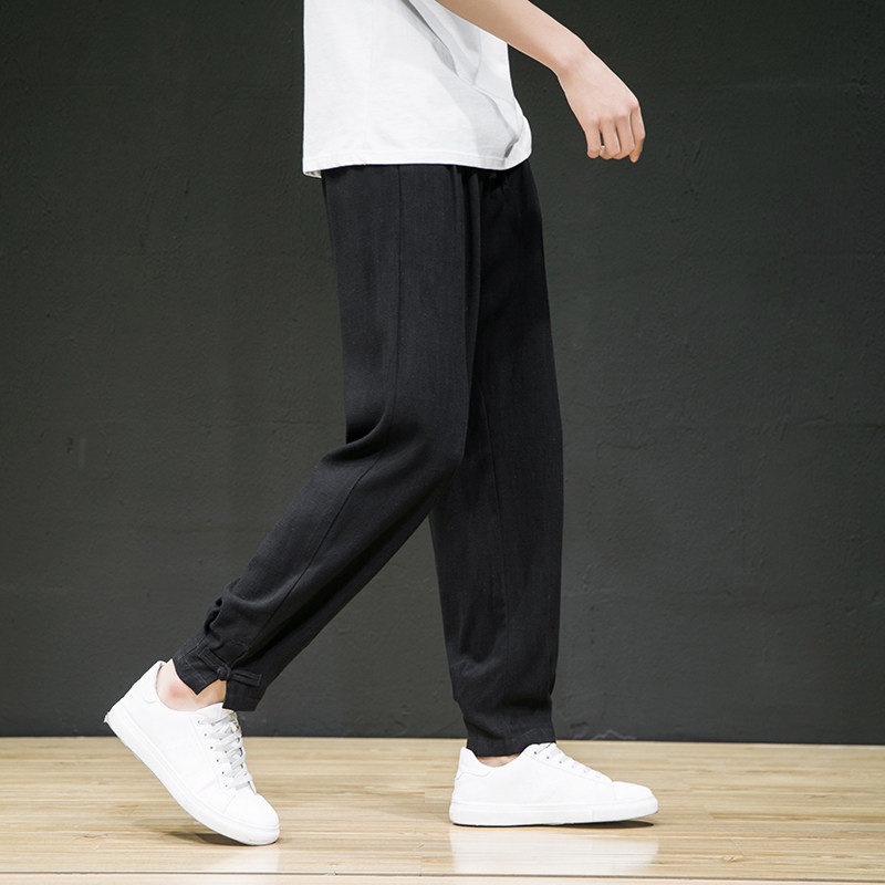2026夏季风棉麻新款复古盘扣休闲大码长裤A021-K22015-P55，男装休闲裤，电商A021