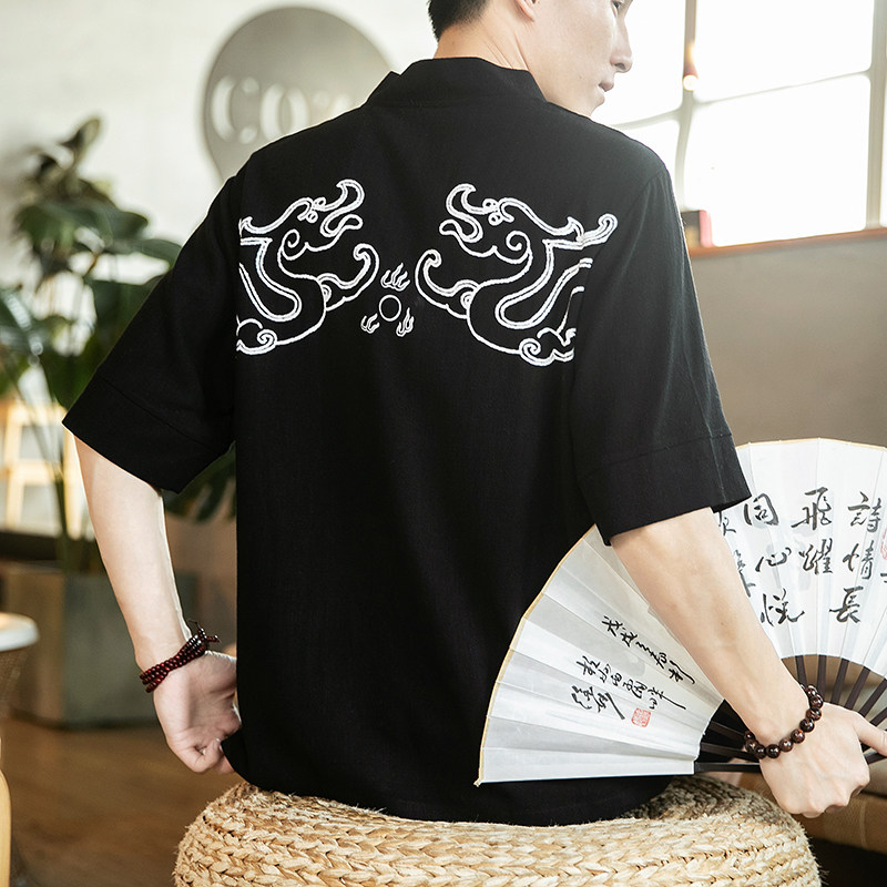 2021新款棉麻印花休闲半袖风T恤特批T205QT4029-3,男装T恤,电商A021
