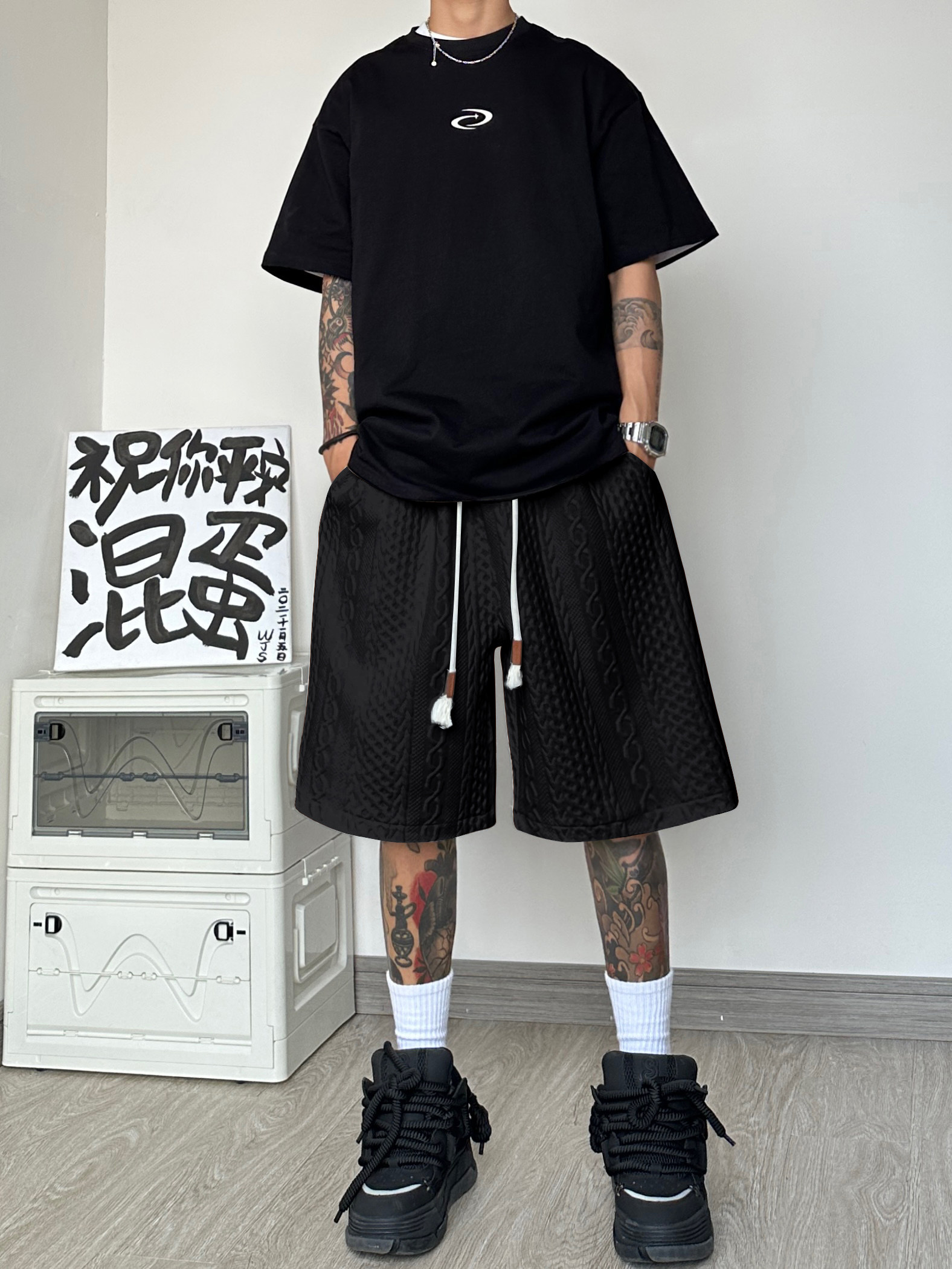 高街美式夏季潮牌贴标复古短裤港DK996-P40-控68,男装牛仔裤,电商A021