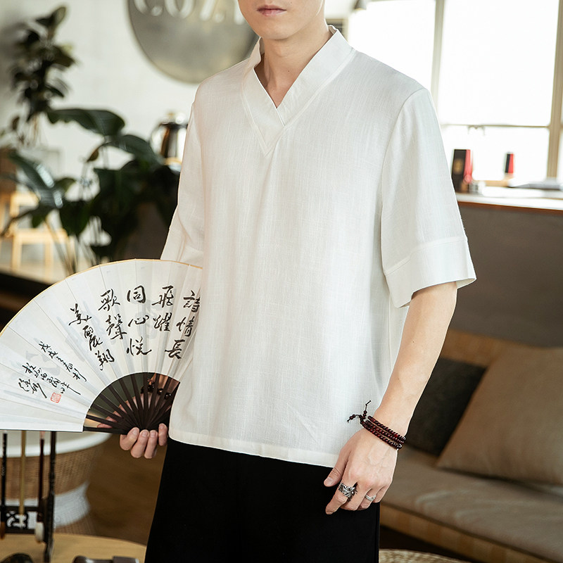 风夏季新款印花V领大码休闲短袖T恤QT4029-T2053图片