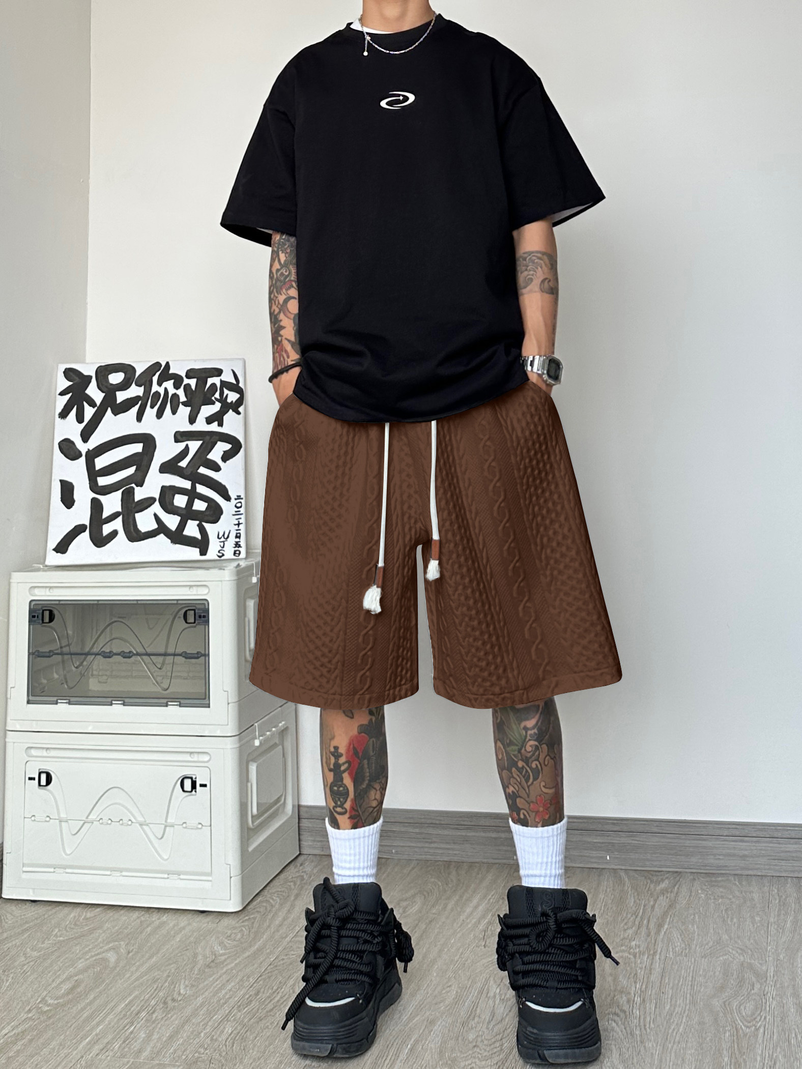 高街美式夏季潮牌贴标复古短裤港DK996-P40-控68,男装牛仔裤,电商A021