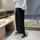 2021早秋垂感直筒宽松条纹肌理笑脸长裤九分QT4029，男装休闲裤，电商A021