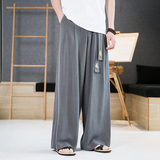 新款风垂感刺绣拖地裤休闲大码亚麻男裤B343-ZK05-P70，男装休闲裤，电商A021