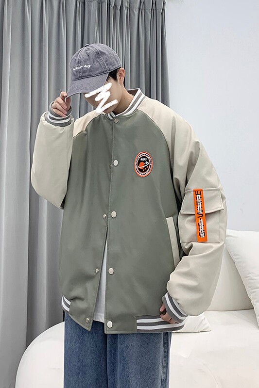 2021秋冬新款港风PU皮夹克外套情侣大码棒球服-M05,男装夹克,电商A021