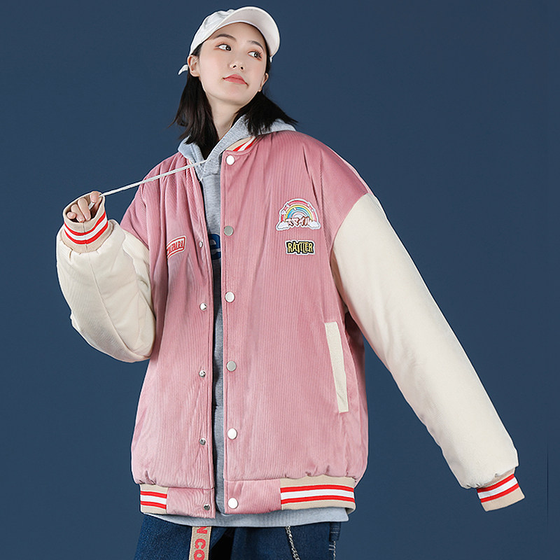 中性风棒球服女灯芯绒棉衣棉袄情侣装棉服冬季QT4029-M02,男装棉衣,电商A021