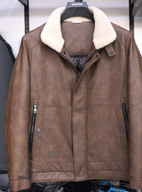 2025冬季新款NAMCHOA諾諦卡男装休闲男士百搭立领PU皮羽绒服85926