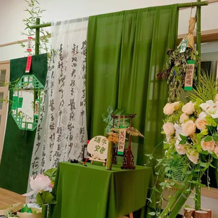 端午中秋新中式布幔书法纱幔游园会装饰国风布幔节庆活动场景布置
