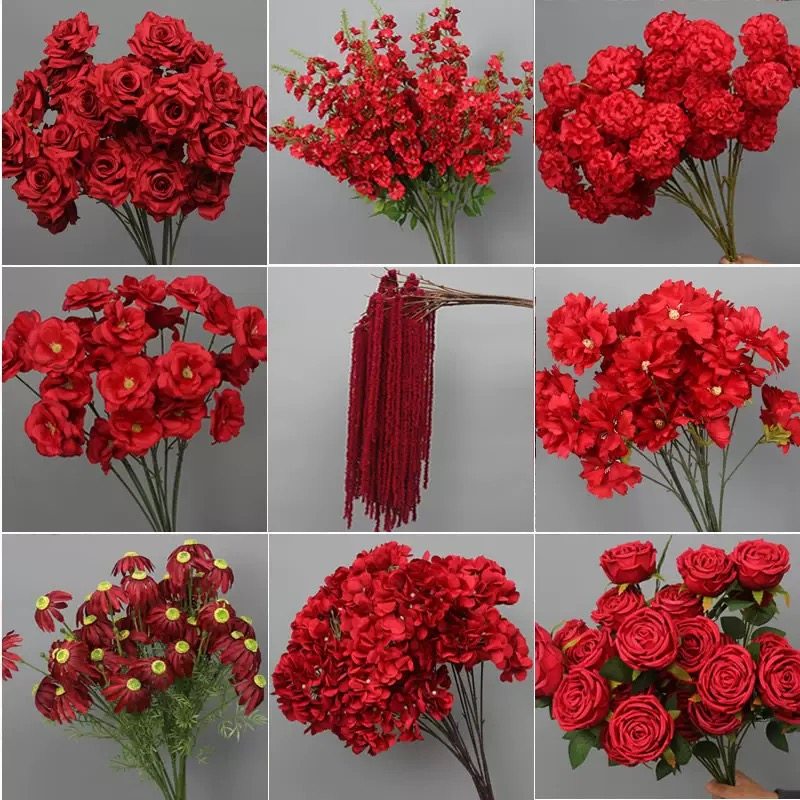 新年红色仿真花春节装饰绢花派对橱窗装饰假花单支绣球玫瑰插花,节庆用品/礼品,婚庆绢花,淘宝优惠券,粉丝福利购,淘宝优惠卷