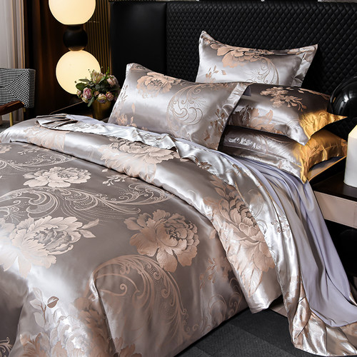 a类欧式高档贡缎提花四件套夏季轻奢高级感ins公主风床单被套单件