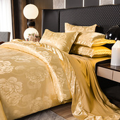 欧式 高档奢华贡缎提花四件套轻奢高级感公主风磨毛被套床上用品4