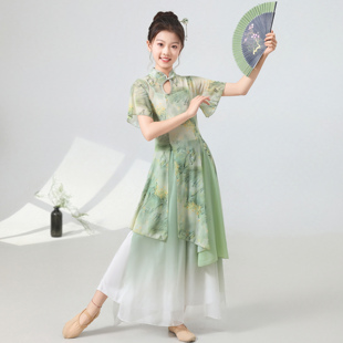旗袍身韻女童紗衣中國舞民族舞練功服舞蹈演出服裝 兒童古典舞服裝