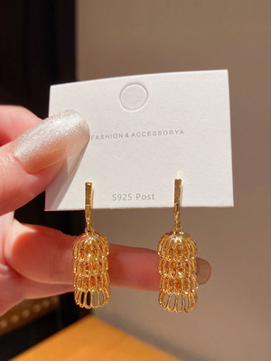 小众独特设计感镂空鸟笼耳环