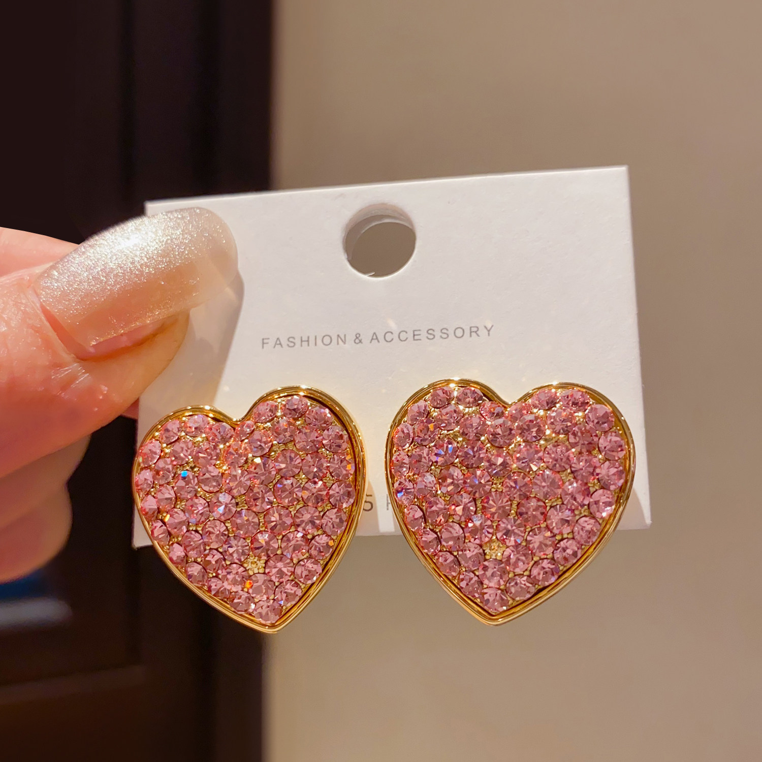 甜美时尚粉色夸张爱心耳钉女925银针轻奢气质百搭高级感耳环耳饰,饰品/流行首饰/时尚饰品新,耳环,淘宝优惠券,粉丝福利购,淘宝优惠卷