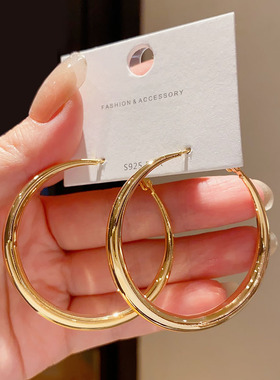 高级感气质圆圈耳圈耳环女欧美夸张简约冷淡风耳坠小众2025年新款