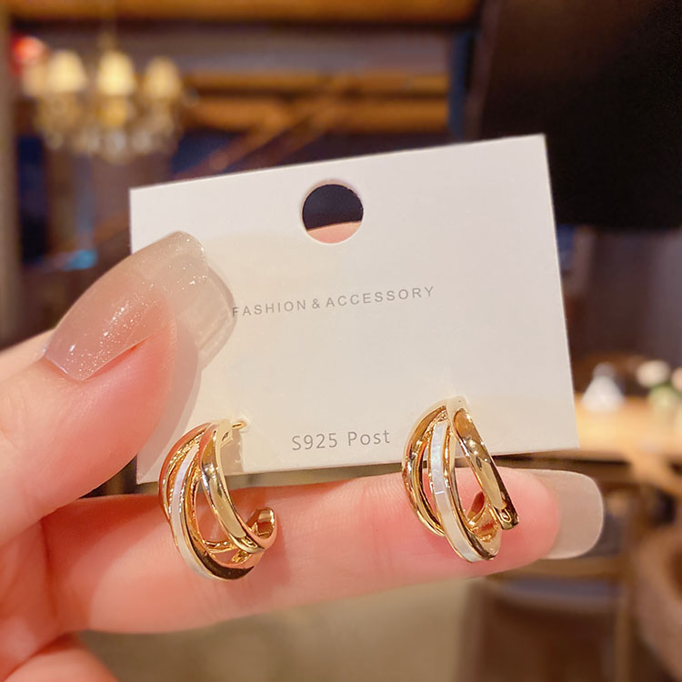 轻奢天然贝壳c型高级感网红耳圈