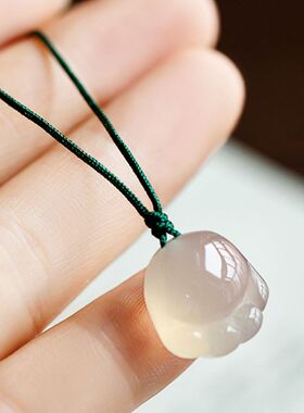 天然冰种玉髓猫爪吊坠锁骨链可爱女生宝宝小孩玉石坠子项链挂件