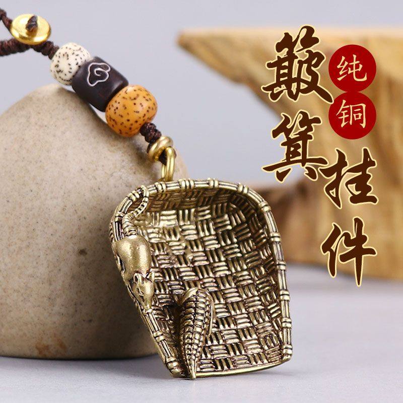纯铜老鼠玉米揽财簸箕挂件复古国风创意手工汽车钥匙扣链挂饰男女,特色手工艺,葫芦,淘宝优惠券,粉丝福利购,淘宝优惠卷