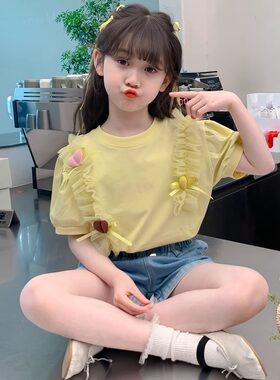 女童夏装T恤2025新款儿童洋气