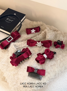 过年韩国2025新款高级感气质雪花丝绒蝴蝶结发夹发饰头饰抓夹发箍