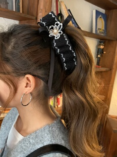 韩国秋冬毛呢2025新款高级感气质蝴蝶结发夹香蕉夹高马尾发饰头夹